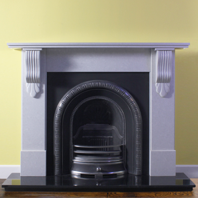 Acanthus Corbel Marble Fireplace with Henley Cast Iron Arch Insert